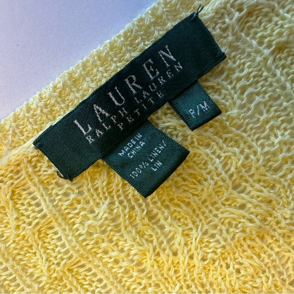 Ralph Lauren Open Weave Linen 3/4 Sleeve V Neck Sweater Size Petite Medium - Picture 9 of 11